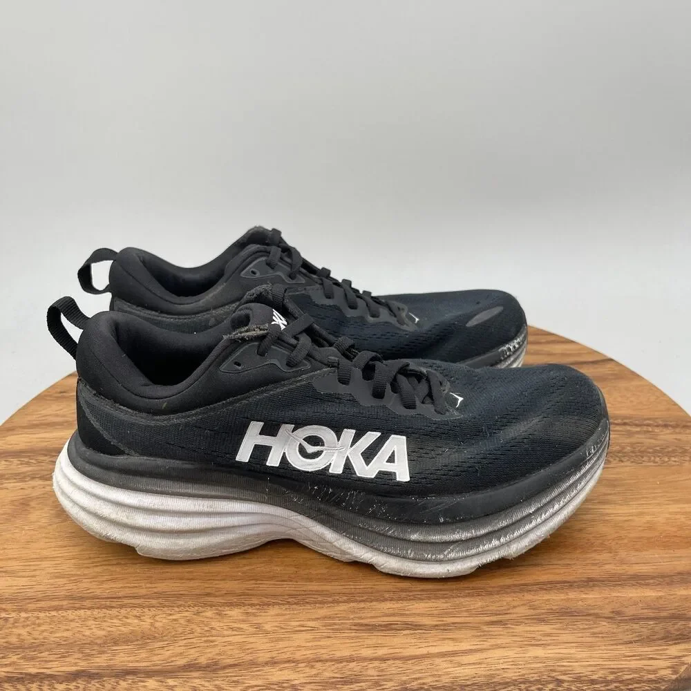 Hoka One One Bondi 8 Shoes Womens Size 8.5 D Black Running Comfort Walking Gym